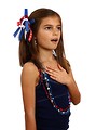 Free Stock Photo: A pretty young girl dressed for the 4th of July holding her hand on her heart
