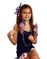 Free Stock Photo: A pretty young girl dressed for the 4th of July holding small American flags