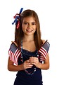 Free Stock Photo: A pretty young girl dressed for the 4th of July holding small American flags