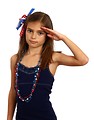 Free Stock Photo: A pretty young girl dressed for the 4th of July giving a salute