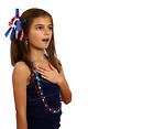 Free Stock Photo: A pretty young girl dressed for the 4th of July holding her hand on her heart