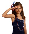 Free Stock Photo: A pretty young girl dressed for the 4th of July giving a salute