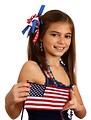 Free Stock Photo: A pretty young girl dressed for the 4th of July holding a small American flag
