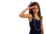 Free Stock Photo: A pretty young girl dressed for the 4th of July giving a salute