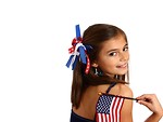 Free Stock Photo: A pretty young girl dressed for the 4th of July holding a small American flag