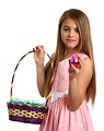 Free Stock Photo: A beautiful young girl holding an Easter basket