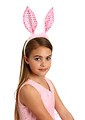 Free Stock Photo: A beautiful young girl wearing pink bunny ears