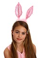 Free Stock Photo: A beautiful young girl wearing pink bunny ears