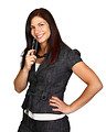 Free Stock Photo: A beautiful young business woman posing on a white background