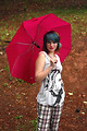 Free Stock Photo: A beautiful young woman posing with an umbrella