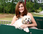 Free Stock Photo: A beautiful young girl playing on a playground with a dog