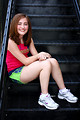 Free Stock Photo: A cute young girl posing on stairs