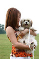 Free Stock Photo: A cute young girl holding a dog
