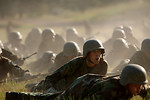 Free Stock Photo: Soldiers crawling on the ground in basic training