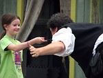 Free Stock Photo: Sword swallower & girl from audience
