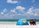 Free Stock Photo: A tent and buggy on a beach
