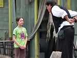 Free Stock Photo: Sword swallower & girl from audience