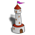 Free Stock Photo: Illustration of a cartoon castle tower with flag