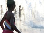 Free Stock Photo: Girl preparing to run in fountain
