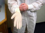 Free Stock Photo: A lab technician putting on disposable gloves