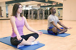 Free Stock Photo: A man and woman practicing yoga in a fitness center