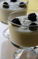 Free Stock Photo: A dessert of yogurt topped with blackberries