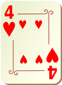 Free Stock Photo: Illustration of a Four of Hearts playing card