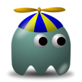 Free Stock Photo: Illustration of an arcade styled ghost wearing a propellor hat