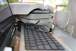 Free Stock Photo: A laptop keyboard with glasses