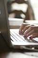 Free Stock Photo: Female hands typing on a laptop keyboard