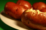 Free Stock Photo: Close up of a plate of baked potatoes