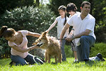 Free Stock Photo: A family giving a dog a bath