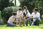 Free Stock Photo: A family giving a dog a bath