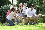 Free Stock Photo: A family giving a dog a bath