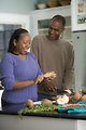 Free Stock Photo: An African-American couple preparing a healthy meal