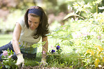 Free Stock Photo: A woman enjoying gardening outdoors