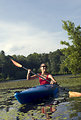 Free Stock Photo: A young woman kayaking on a lake