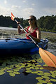 Free Stock Photo: A young woman kayaking on a lake