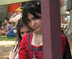 Free Stock Photo: Teen girl with horns at festival