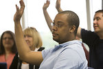 Free Stock Photo: Men and women at a town hall meeting