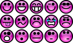 Free Stock Photo: Collection of purple smiley faces