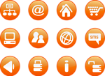 Free Stock Photo: Collection of round orange icon buttons