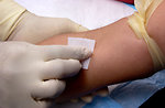 Free Stock Photo: A patient having blood drawn from a doctor