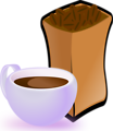 Free Stock Photo: Illustration of a cup of coffee and beans