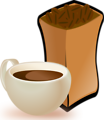 Free Stock Photo: Illustration of a cup of coffee and beans