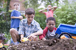 Free Stock Photo: A group of young children playing outside