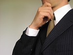 Free Stock Photo: Business man holding his hand to chin