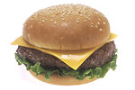 Free Stock Photo: A cheeseburger with a white background