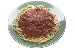 Free Stock Photo: A plate of spaghetti topped with tomato sauce