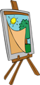 Free Stock Photo: Illustration of a painting on an easel with a transparent background.